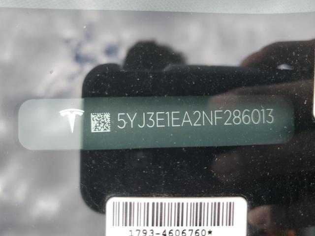 Photo 10 from auction – 2022 TESLA MODEL 3 with VIN 5YJ3E1EA2NF286013