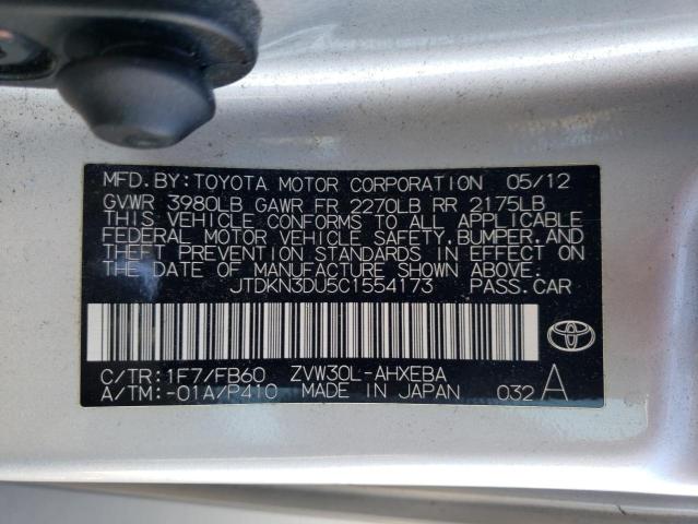 Photo 10 from auction – 2012 TOYOTA PRIUS with VIN JTDKN3DU5C1554173