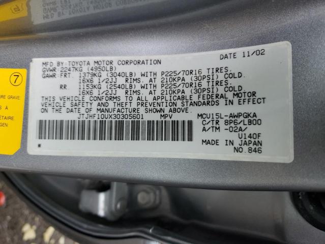 Photo 10 from auction – 2003 LEXUS RX 300 with VIN JTJHF10UX30305601