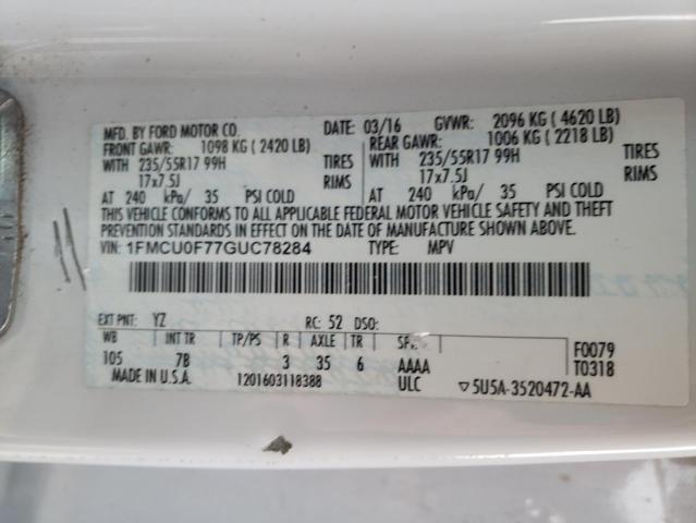 Photo 10 from auction – 2016 FORD ESCAPE S with VIN 1FMCU0F77GUC78284