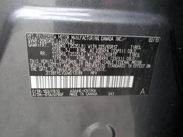 Photo 10 from auction – 2013 TOYOTA RAV4 LE with VIN 2T3BFREV0DW013588