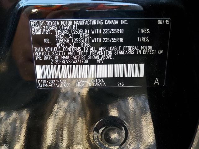 Photo 10 from auction – 2015 TOYOTA RAV4 LIMIT with VIN 2T3DFREV8FW374739