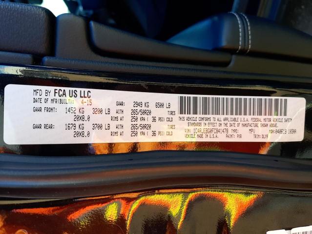 Photo 10 from auction – 2015 JEEP GRAND CHER with VIN 1C4RJEBG0FC841478