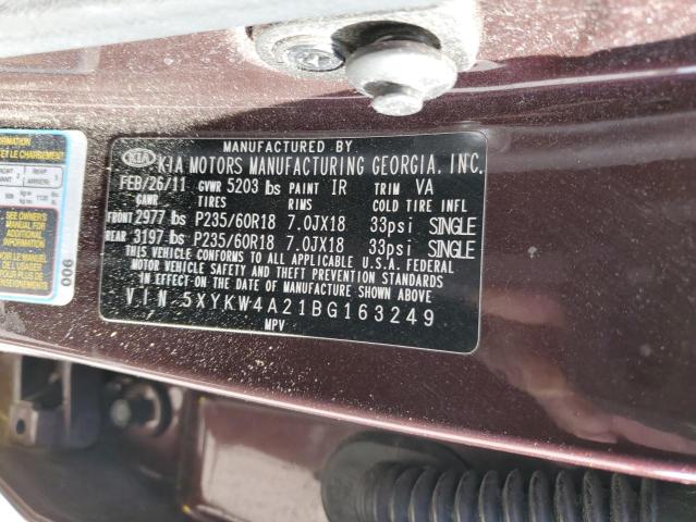 Photo 10 from auction – 2011 KIA SORENTO with VIN 5XYKW4A21BG163249