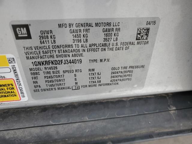 Photo 10 from auction – 2015 CHEVROLET TRAVERSE L with VIN 1GNKRFKD2FJ344019