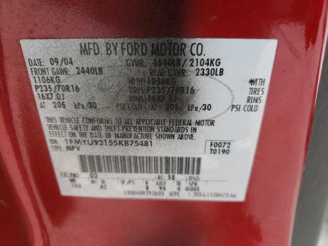Photo 10 from auction – 2005 FORD ESCAPE XLT with VIN 1FMYU93155KB75481