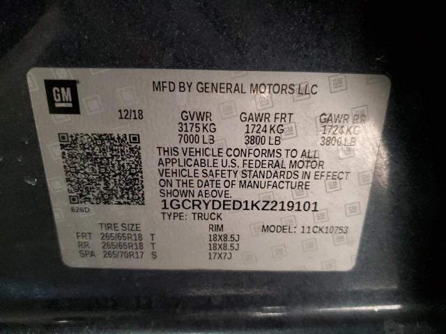 Photo 10 from auction – 2019 CHEVROLET SILVERADO with VIN 1GCRYDED1KZ219101