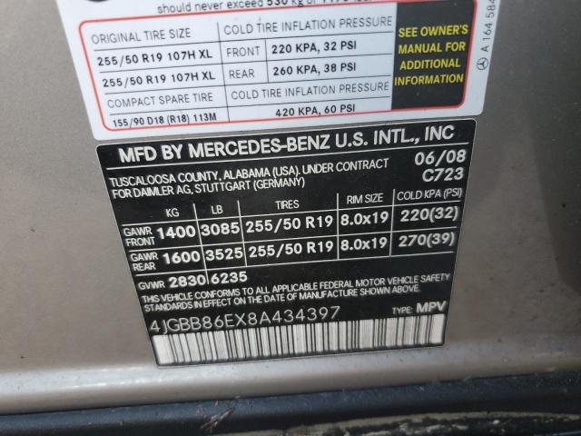 Photo 10 from auction – 2008 MERCEDES-BENZ ML 350 with VIN 4JGBB86EX8A434397