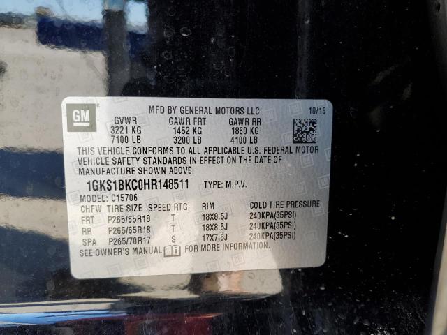 Photo 10 from auction – 2017 GMC YUKON SLT with VIN 1GKS1BKC0HR148511