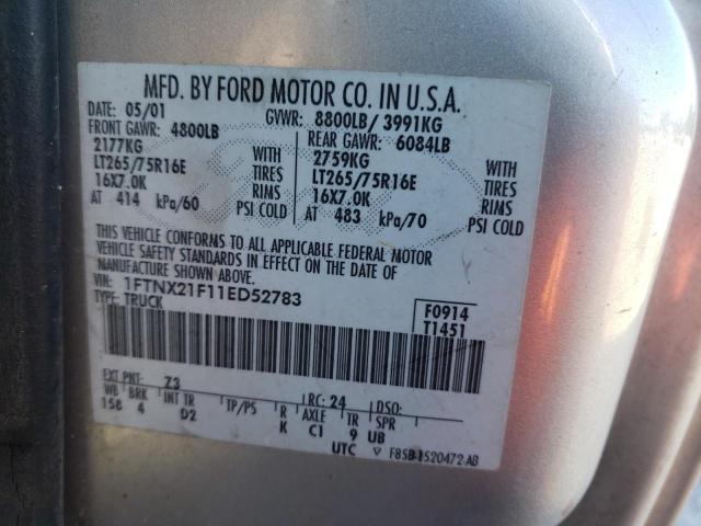 Photo 10 from auction – 2001 FORD F250 SUPER with VIN 1FTNX21F11ED52783