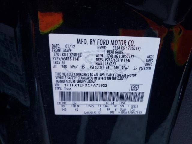 Photo 10 from auction – 2012 FORD F150 SUPER with VIN 1FTFX1EFXCFA73922