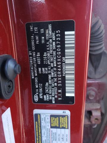Photo 10 from auction – 2012 KIA OPTIMA SX with VIN 5XXGR4A6XCG067335