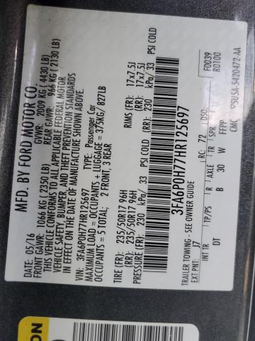 Photo 10 from auction – 2017 FORD FUSION SE with VIN 3FA6P0H77HR125697