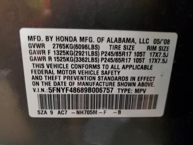 Photo 10 from auction – 2009 HONDA PILOT EXL with VIN 5FNYF48689B006757