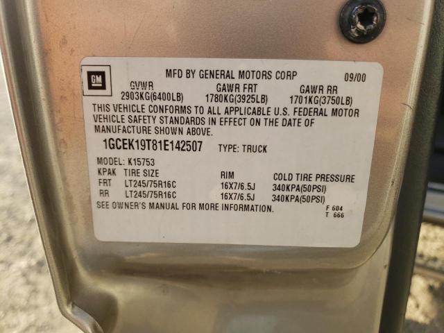 Photo 10 from auction – 2001 CHEVROLET silverado with VIN 1GCEK19T81E142507