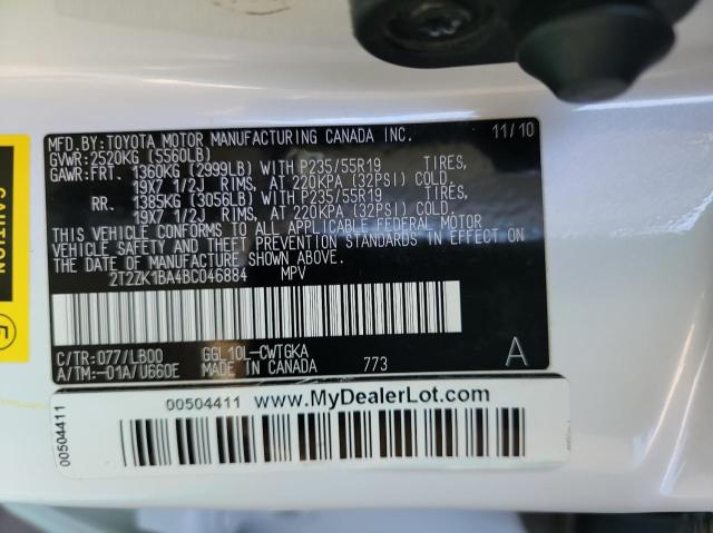 Photo 10 from auction – 2011 LEXUS RX 350 with VIN 2T2ZK1BA4BC046884