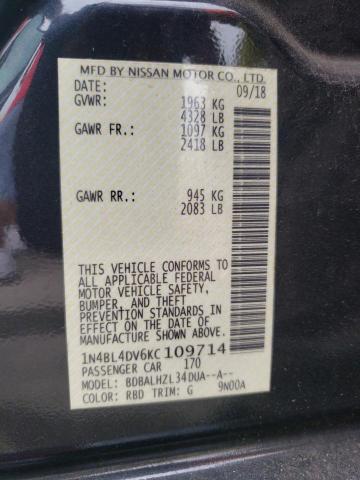 Photo 10 from auction – 2019 NISSAN ALTIMA SV with VIN 1N4BL4DV6KC109714