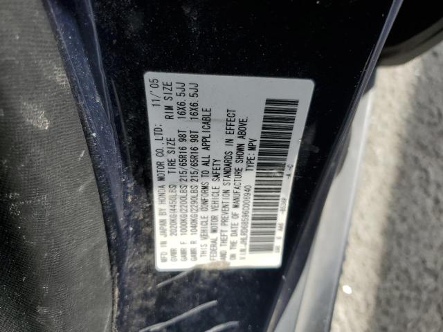 Photo 10 from auction – 2006 HONDA CR-V LX with VIN JHLRD68596C006940
