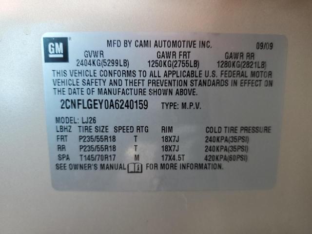 Photo 10 from auction – 2010 CHEVROLET EQUINOX LT with VIN 2CNFLGEY0A6240159