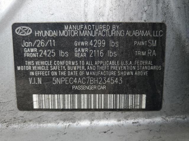 Photo 10 from auction – 2011 HYUNDAI SONATA SE with VIN 5NPEC4AC7BH234543