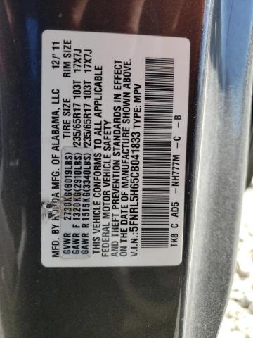 Photo 10 from auction – 2012 HONDA ODYSSEY with VIN 5FNRL5H65CB041833
