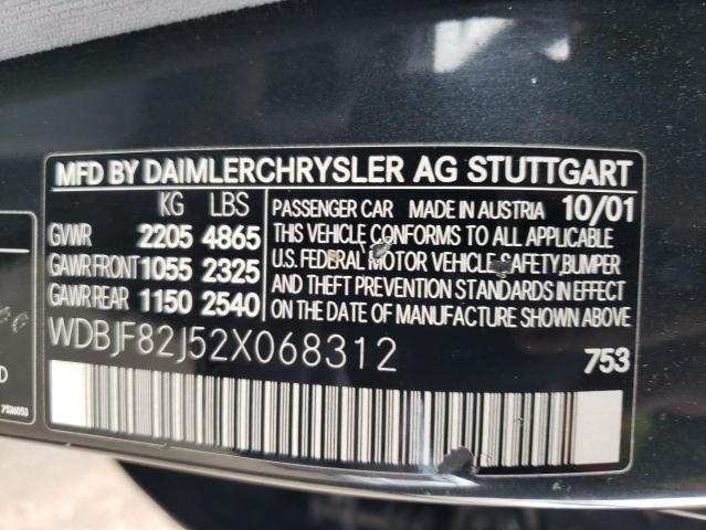 Photo 10 from auction – 2002 MERCEDES-BENZ E 320 4MAT with VIN WDBJF82J52X068312