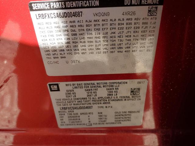 Photo 10 from auction – 2018 BUICK ENVISION P with VIN LRBFXCSA6JD004687