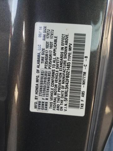 Photo 10 from auction – 2015 HONDA ODYSSEY EX with VIN 5FNRL5H43FB021485