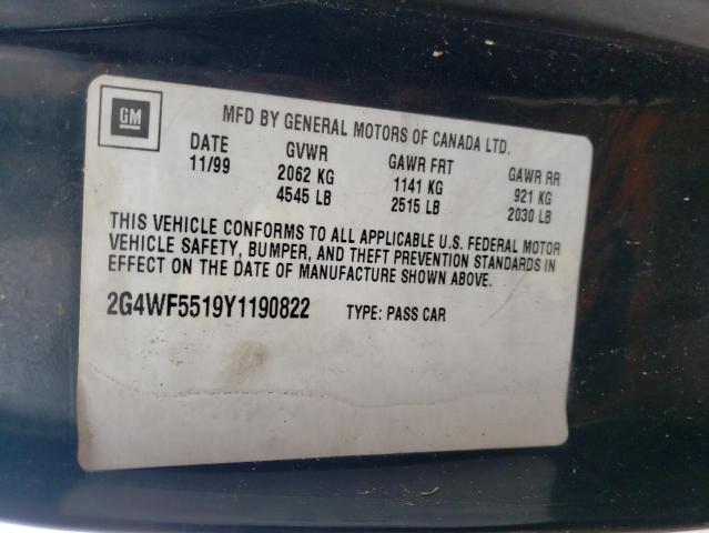Photo 10 from auction – 2000 BUICK REGAL GS with VIN 2G4WF5519Y1190822