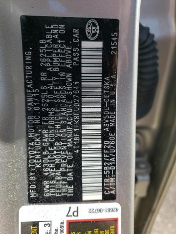 Photo 10 from auction – 2015 TOYOTA CAMRY LE with VIN 4T1BF1FK8FU027644