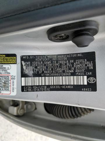 Photo 10 from auction – 2006 TOYOTA AVALON with VIN 4T1BK36B86U126049