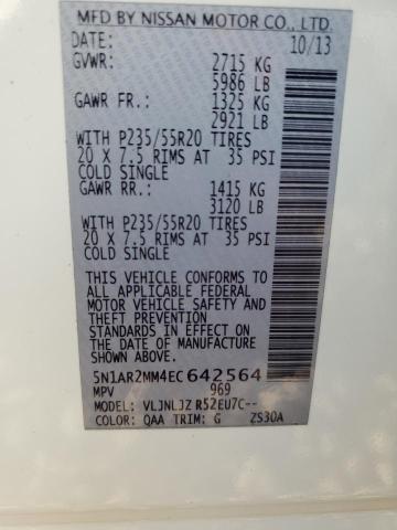 Photo 10 from auction – 2014 NISSAN PATHFINDER with VIN 5N1AR2MM4EC642564