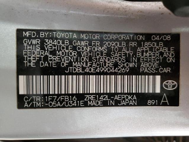Photo 10 from auction – 2009 TOYOTA COROLLA with VIN JTDBL40E499044269