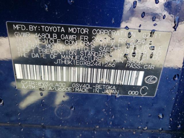 Photo 10 from auction – 2011 LEXUS ES 350 with VIN JTHBK1EGXB2441266