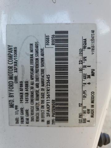 Photo 10 from auction – 2000 FORD ESCORT ZX2 with VIN 3FAKP1136YR123645