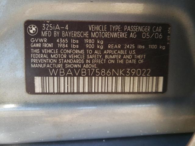 Photo 10 from auction – 2006 BMW 325 I AUTO with VIN WBAVB17586NK39022