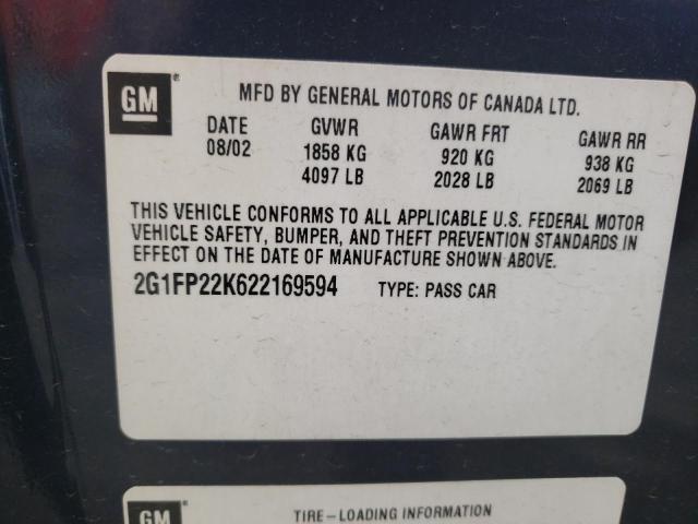 Photo 10 from auction – 2002 CHEVROLET CAMARO with VIN 2G1FP22K622169594