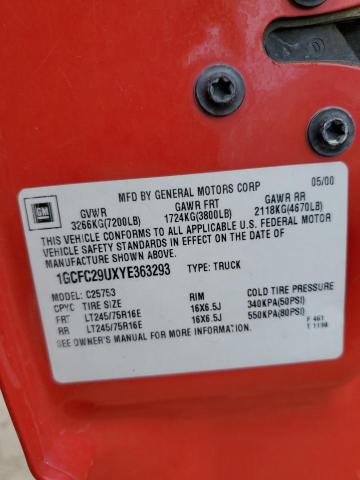 Photo 10 from auction – 2000 CHEVROLET SILVERADO with VIN 1GCFC29UXYE363293