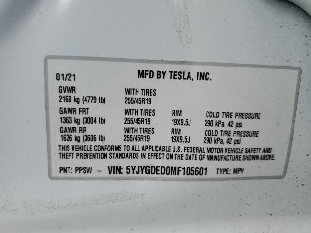 Photo 10 from auction – 2021 TESLA MODEL Y with VIN 5YJYGDED0MF105601