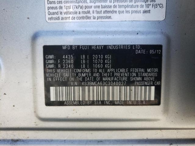 Photo 10 from auction – 2012 SUBARU LEGACY 2.5 with VIN 4S3BMCA63C3040027