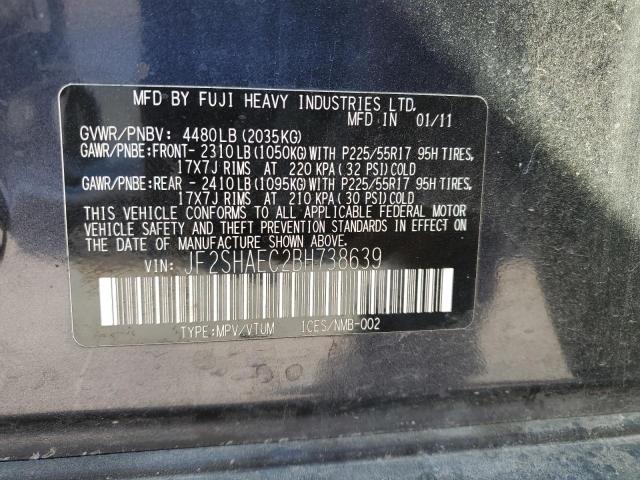 Photo 10 from auction – 2011 SUBARU FORESTER L with VIN JF2SHAEC2BH738639