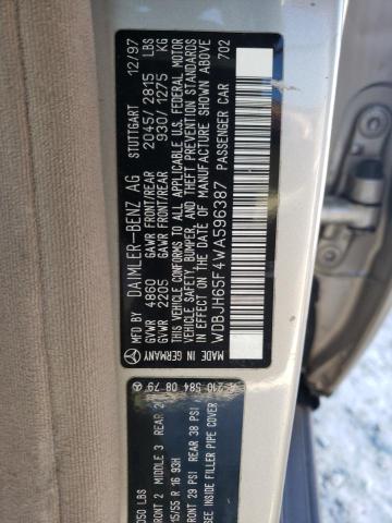 Photo 10 from auction – 1998 MERCEDES-BENZ E 320 with VIN WDBJH65F4WA596387