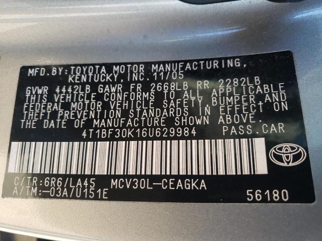 Photo 10 from auction – 2006 TOYOTA CAMRY LE with VIN 4T1BF30K16U629984