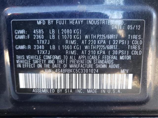 Снимка 10 от търг – 2012 SUBARU OUTBACK 2. с VIN 4S4BRBKC5C3301024