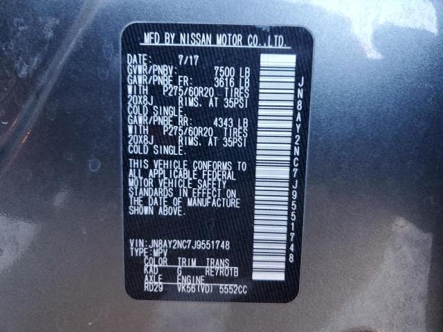Photo 10 from auction – 2018 NISSAN ARMADA SV with VIN JN8AY2NC7J9551748