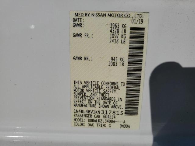 Photo 10 from auction – 2019 NISSAN ALTIMA S with VIN 1N4BL4BV1KN317815