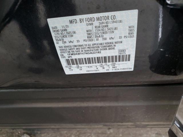 Photo 10 from auction – 2022 FORD EXPLORER L with VIN 1FMSK8FH7NGA22182