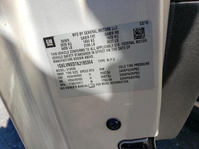 Photo 10 from auction – 2010 GMC ACADIA SLT with VIN 1GKLVNED7AJ185364