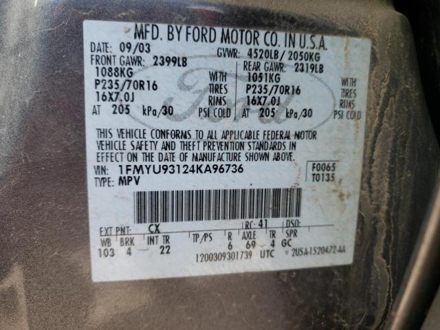 Photo 10 from auction – 2004 FORD ESCAPE XLT with VIN 1FMYU93124KA96736