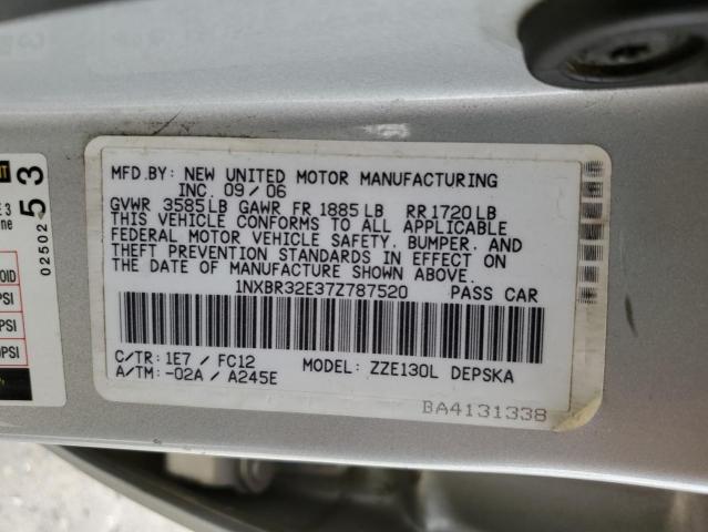 Photo 10 from auction – 2007 TOYOTA COROLLA CE with VIN 1NXBR32E37Z787520
